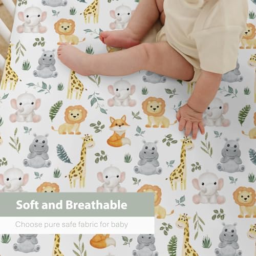 Safari Animals Crib Sheets for Boy Girl 28x52 Fitted