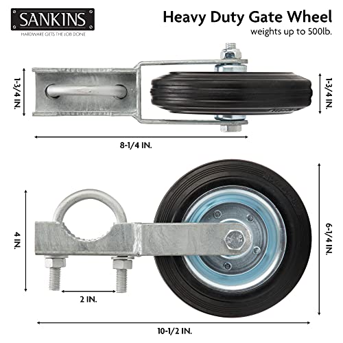 SANKINS Gate Support Wheel 6 Heavy Duty for Metal Swing Gates