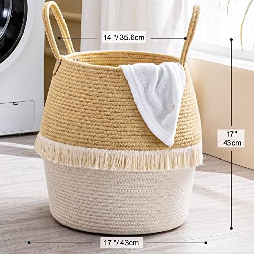 KAKAMAY Cotton Woven Storage Basket 17x17 Beige
