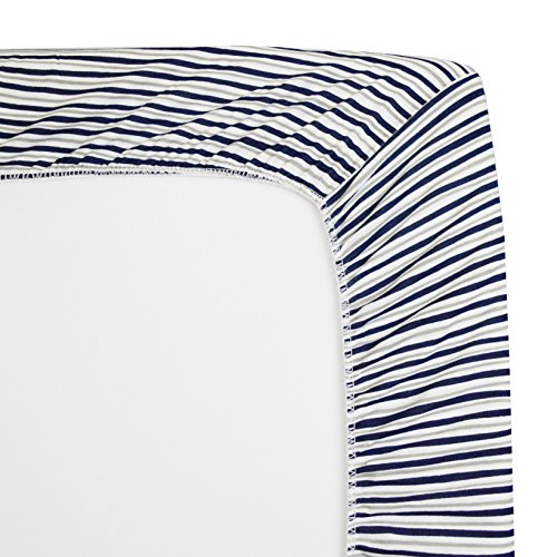 TL Care Fitted Mini Crib Sheet 24x38 Navy Grey Stripes
