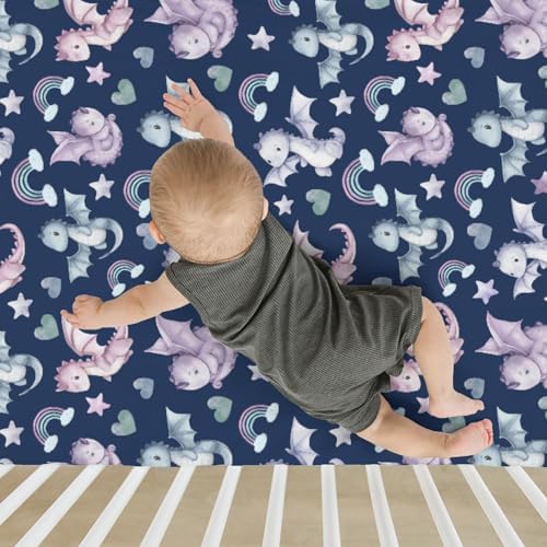 Cute Dragons Rainbow Baby Crib Sheet 28x52
