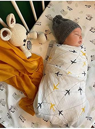 Ipek Kehribar Muslin Swaddle Blanket - 43x43 in 100 Cotton Airplane Print 1