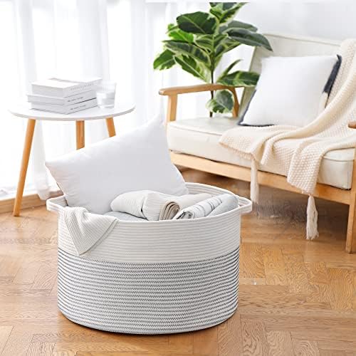 MEGASKET 88L Cotton Rope Storage Basket for Living Room