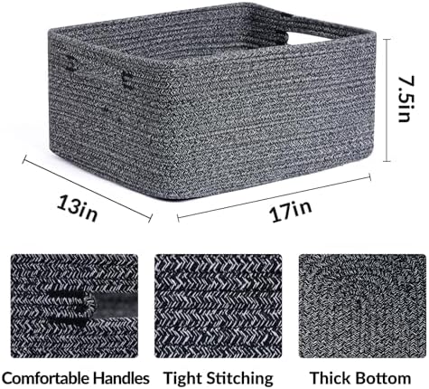 MiniArk 2-Pack Woven Storage Baskets 17x13x75 Dark Gray