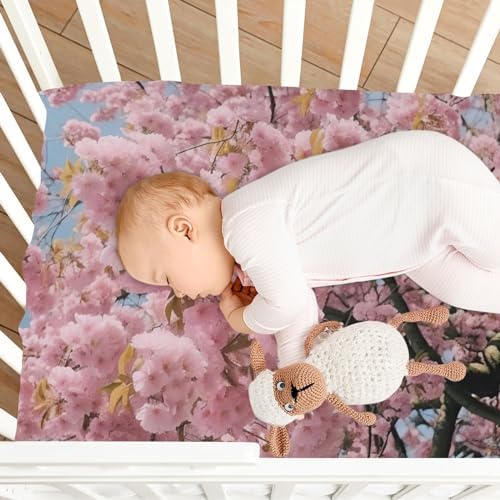 Wassud Cherry Blossom Crib Sheets Set for Boys Girls