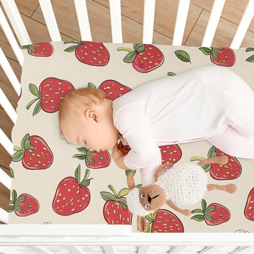 ALAZA Strawberry Berry Crib Sheets for Girls and Boys