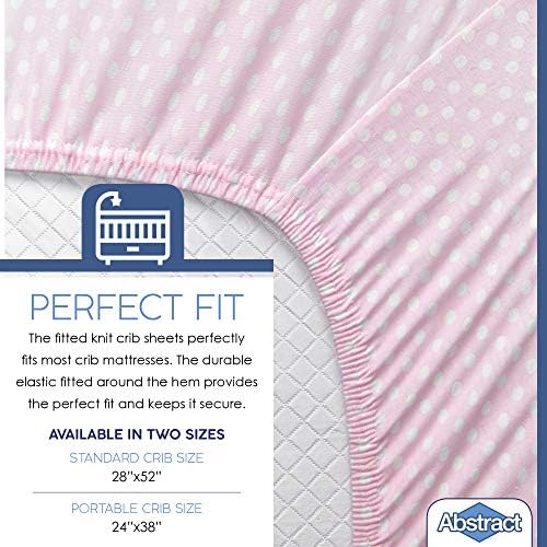 Abstract Mini Crib Cotton Sheets - 24x38 Pink Polka Dot