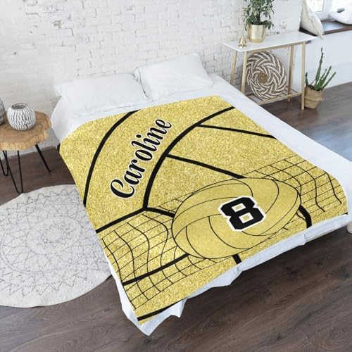 Personalized Gold Volleyball Baby Blanket with Name