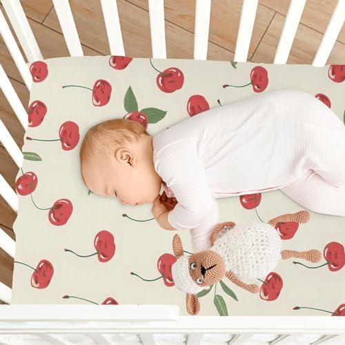 ALAZA Phone Wallpaper Cherry Printed Crib Sheets for Boys and Girls