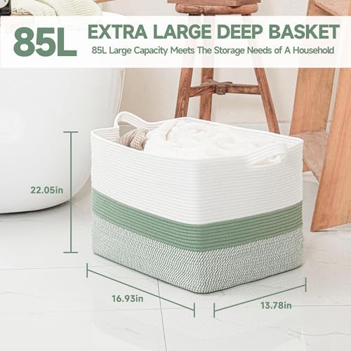 CLHMILYZ Square Cotton Rope Storage Basket - 22x17x138 Inches 1