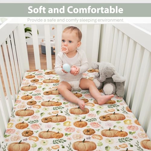 Soft Snug Fitted Crib Sheets with Pumpkin Design