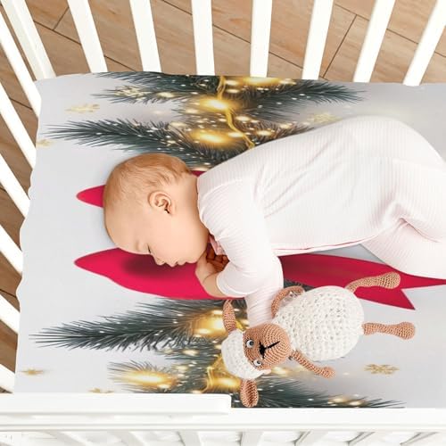 Wassud Christmas Garland Red Bow Crib Sheets Pack