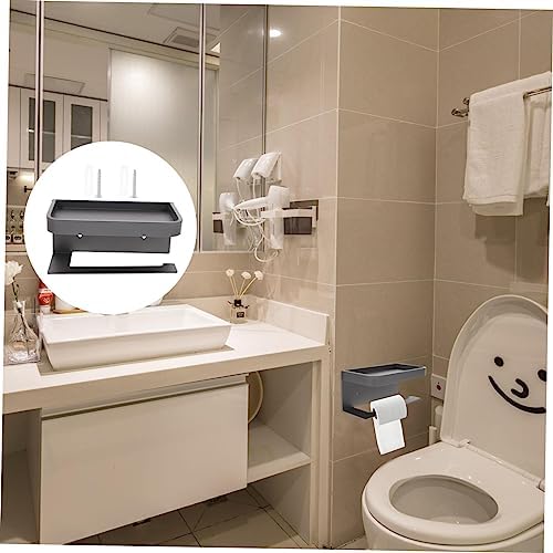 Toilet Paper Holder with Shelf - Durable Aluminum Bathroom Organizer