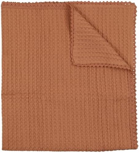 Peluche Woven Waffle Baby Blanket with Lace Trim