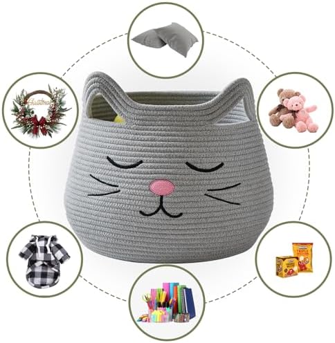 OMERAI Cotton Rope Animal Storage Basket with Handles