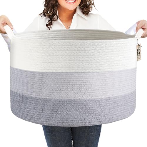 COMFY-HOMI XXXL Laundry Basket - White and Grey