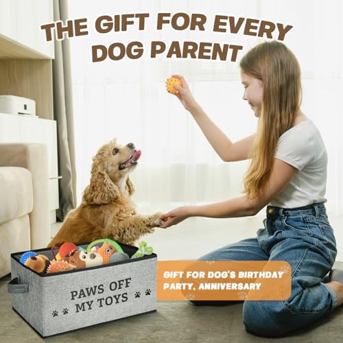 Lukeline Decorative Dog Toy Storage Basket