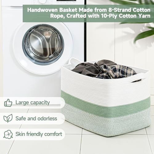 CLHMILYZ Square Cotton Rope Storage Basket - 22x17x138 Inches 1