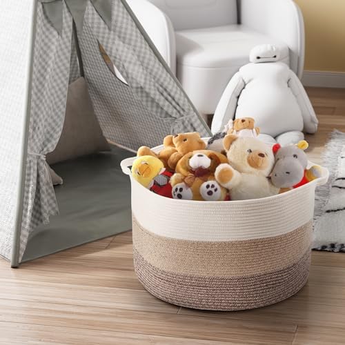 MXMHOME Large Cotton Blanket Basket with Handles 1