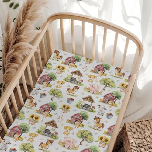 Sweet Farm Animals 28x52 Crib Sheet with Elastic Band