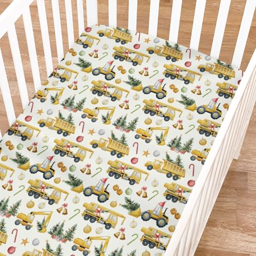 KASTLEE Christmas Construction Trucks Crib Sheets 52x28 1