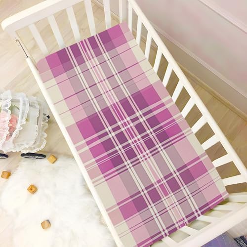 KICPOAY Checkered Tartan Crib Sheets