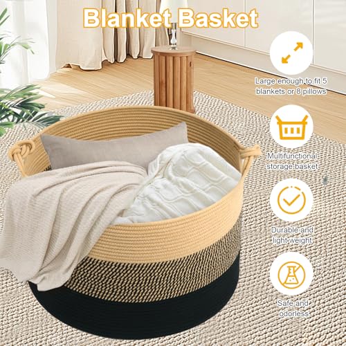 Woven Cotton Laundry Basket 20x13 YellowBlack Baby Hamper Toy Storage