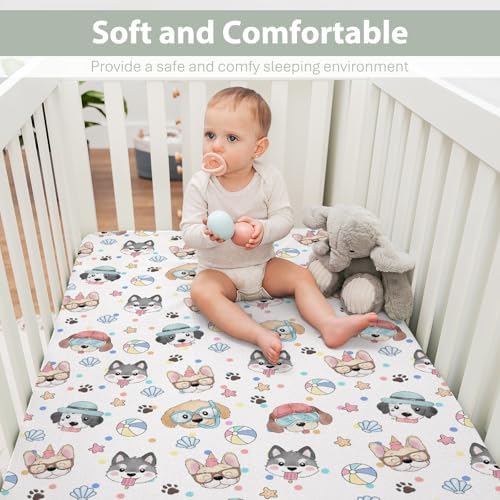 Cute Dog Pattern Crib Sheets 28x52 for Baby