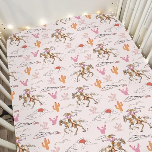 Cute Pink Cowgirl Baby Crib Sheets 52x28