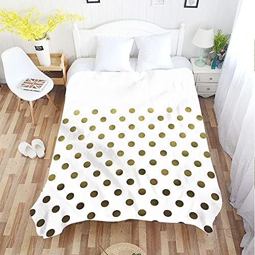 WONDERTIFY Polka Dot Throw Blanket Cozy 30X40 Gold Bronze White