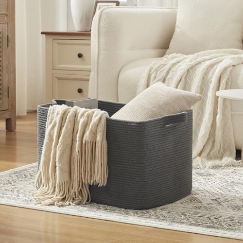 95L Extra Large Woven Storage Basket Grey