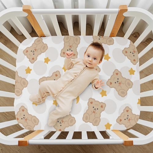 Cute Brown Animal Bears Star Crib Sheets for Baby