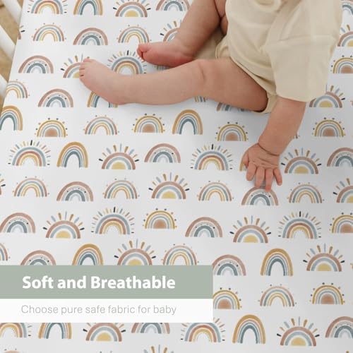 Boho Rainbow Baby Crib Sheets 52x28 Inch