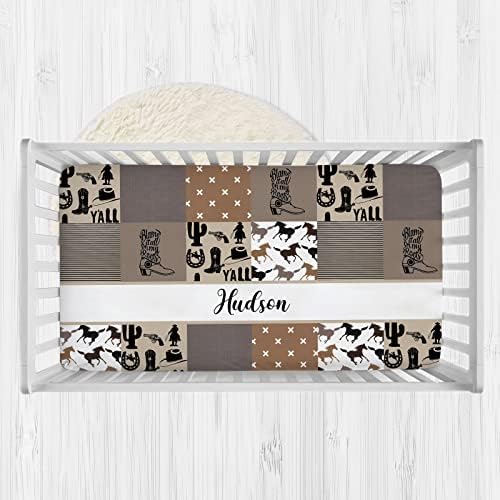 Custom Fitted Cowboy Baby Crib Sheets with Name