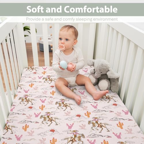 Cute Pink Cowgirl Baby Crib Sheets 52x28