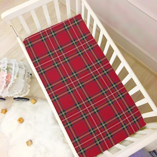 Joisal Red Check Crib Sheets Fitted Toddler Bedding