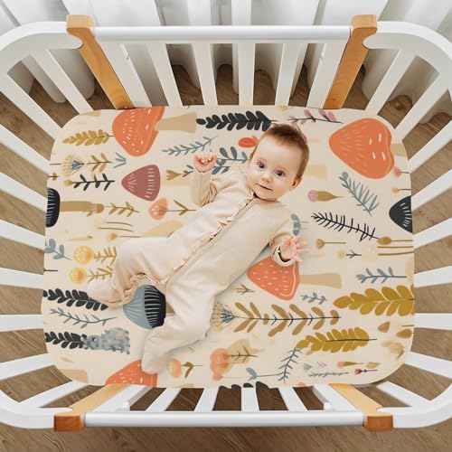 Wassud Cute Mushrooms Crib Sheets 27x39 Inches Pack and Play