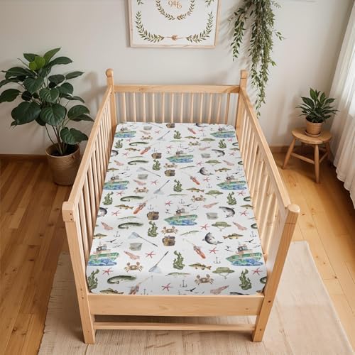ZoUbqchY Gone Fishing Crib Sheets 52x28