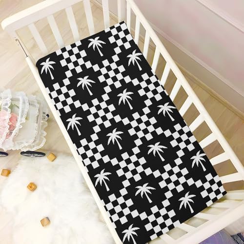 Palm Tree Check Crib Sheets Playard Sheets for Baby Toddler