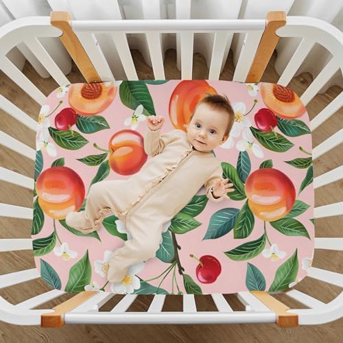 ALAZA Peach Tropical Fruit Crib Sheets for Girls and Boys