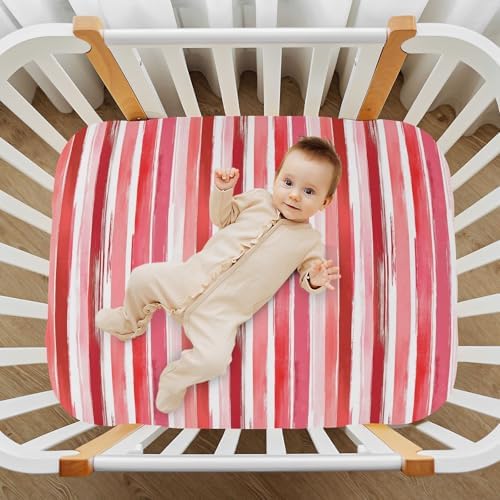 Gbjiemia Baby Crib Sheets Red Stripes for Boys Girls
