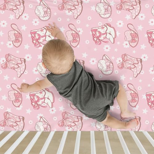 Pink Floral Bows Crib Sheet for Girl