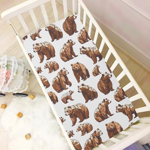 ALAZA Grizzly Bear Crib Sheets for Boys and Girls