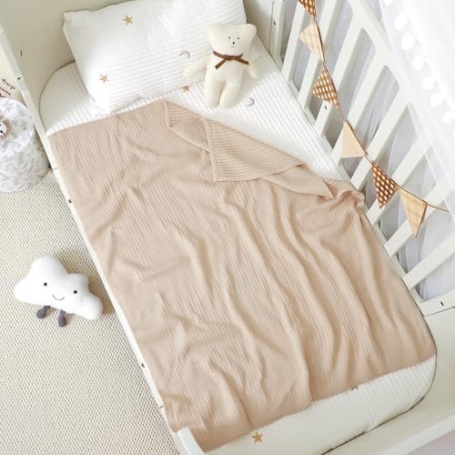 Wugugu Baby Swaddle Blanket 30x40 Inch Cotton Ribbed Knit