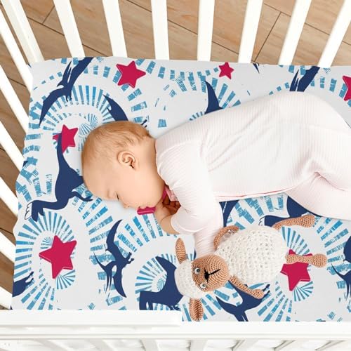 KICPOAY 4th of July Dino Star Crib Sheets