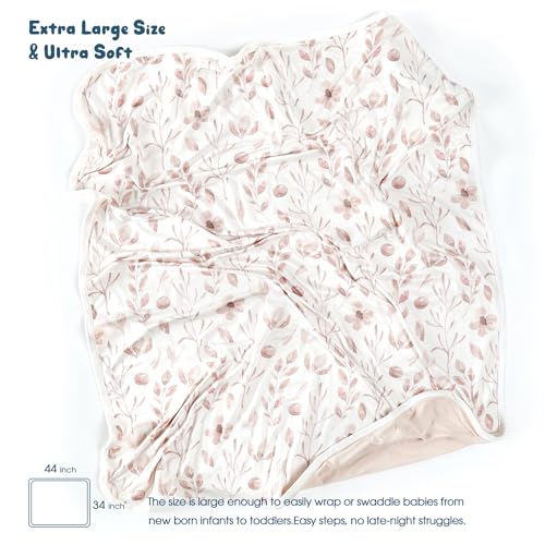 GRSSDER Swaddle Blankets 2 Pack Super Soft Jersey Knit for Baby Girls