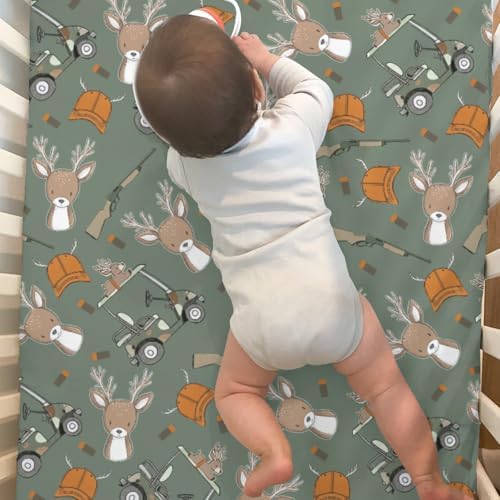 Camouflage Deer Fitted Crib Sheets for Boys and Girls 28x52