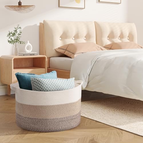 MXMHOME Large Cotton Blanket Basket with Handles 1