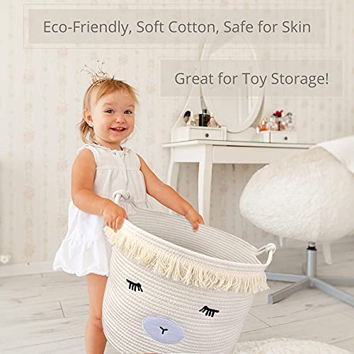 LUXILILY Woven Baby Basket with Lamb Design