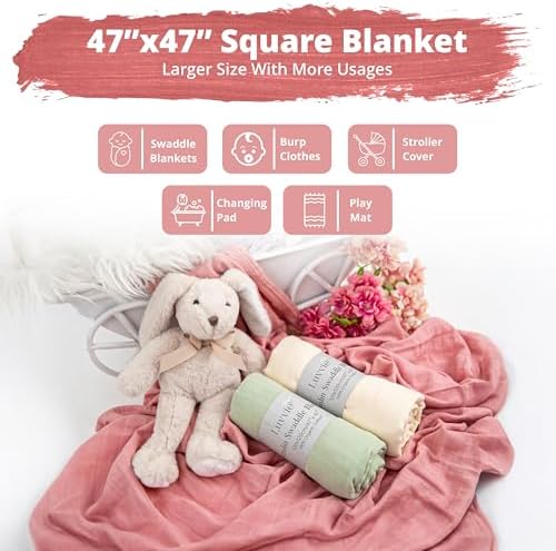 Luvvie Organic Muslin Swaddle Blankets 3-Pack 1